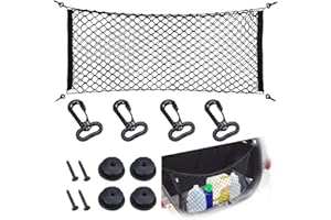 TKSE ReteBagagliaio Auto, 100x40cm Nera in Plastica di Nylon Rete per Auto Estensibile Posteriore, Rete Portaoggetti da Bagagliaio con 4 Ganci per Organizer per Furgoni Camion SUV