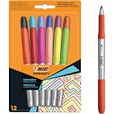 BIC Intensity Marking Colour Permanent Kalıcı Mark&ouml;r, 12'li Blister, 12 Canlı Renk, Kapağı 1 Ay A&ccedil;ık Kalsa da Kurumayan M&uuml;rek