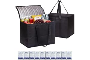 2 Stycken 40L Kylväska Stor, 10 Isväskor, Vikbar Kylväska (41x26x33 cm), Kylväskor, Cool Bag, Stor Thermoväska för Shopping, Camping & Picknick, Isolerad Kylväska med Slitstarkt Invändigt Foder
