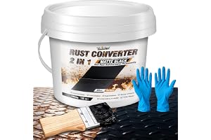 Vividye 2-i-1 rostomvandlare med metallprimer, 1 l rostskyddsfärg svart för metall, bilchassi, släpvagn, lastbil, vattenbaser