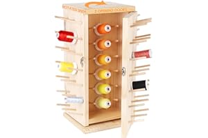 New brothread 129 Carretes (DIY) 360° Rotación Soporte de Hilo de Madera/Porta Hilo con puertas dobles (Espacio interior para ≤ 500M carretes de hilo) para coser, acolchar, bordar, trenzar el pelo