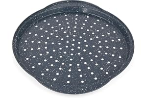 Russell Hobbs RH01003EU - Nightfall Stone, vassoio per pizza, vassoio per trucioli da forno, padella per pizza con rivestimento in pietra scura, 37 cm, effetto marmo blu