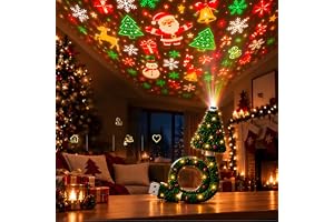 Proiettore da Soffitto a Forma di Albero di Natale Plug-and-Play，1 pezzo | 6 Scene Festive da Proiettare,USB,…