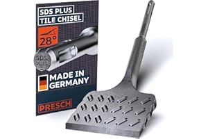 Presch SDS -Plus Tile Chisel - Extra Wide (75mm) - Extremely Durable Cutting Edge - Angled for Easy Tile Removal (165mm Long) - Chisel Made of high-Performance Steel for Powerful Strikes