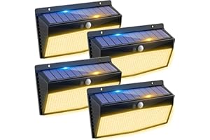 Peasur Luz Solar LED Exterior Jardin 368LED Luces Solares con Sensor de Movimiento, IP65 Impermeable Focos LED Exterior Solares, Superbrillante Lamparas Solares-4 Paquete