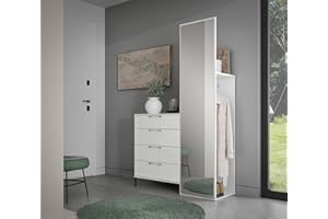 Forte Möbel Kompaktgarderobe, Holzwerkstoff, weiß/weiß Hochglanz, B x H x T: 115,2 x 185,5 x 41,5 cm