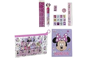 CERDÁ LIFE'S LITTLE MOMENTS Set de papeterie inspiré de Minnie - Rose - 22 X 14 X 0,5 cm - Comprend des crayons de couleur, un stylo multicolore, une règle, une trousse et bien d'autres choses - Produit original conçu en Espagne