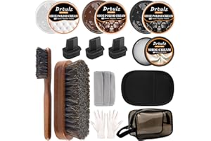 drtulz 15Pcs Shoe Polish Kit, Leather Shoe Care Cleaning Kit Black Brown Neutral Shoe Oil Gentle Care Boot Shoe Shine Kit for Men & Women