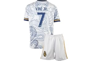 Amdrabola Madrid Vini Jr. #7 Drachen Fußball Kinder Trikot,Spezieller Entwurf, Fussball, Limitierte Auflage, Beschränkte Auflage, Kommen Sie mit Shorts, Vinícius Júnior (4-13 Jahre)