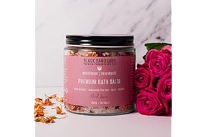 Black Sand Labs Premium Bath Salts for Her, Luxury Blend of Dead Sea & Himalayan Pink Salt, Rose Petals and Jasmine That Moisturises and Rejuvenates Skin, Luxury Bath Salts for Women (Floral Amour)