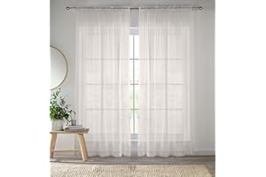 ENHANCED LIVING Sheer Cream Plain Woven Voile Slot Top Curtain Panel Para (57 x 90 cali) 145 x 229 m