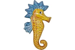 sicilia bedda - PESCI IN CERAMICA DI CALTAGIRONE da Parete - Prodotti Artigianali realizzati e Dipinti a Mano (Cavalluccio Marino, 30x15)