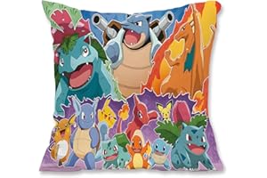 YFCHOTI Kissenbezug Kinder Zierkissenbezüge, Cartoon-Anime-Elf Kissenhülle, Superweicher Kopfkissenbezug mit Doppelseitigem Muster und Verdecktem Reißverschluss für Bett Sofa Stuhl Auto, 45x45cm