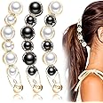 Geosar 3 Pcs Pearl Banana Hair Barrettes, Artificial Pearl Rhinestone Banana Clips Acrylic Banana Hair Clips Elegant Ponytail Hair Barrettes Hair Accessories for Women Girls Thick Fine Hair