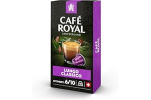 Café Royal Lungo Classico 100 kapsułek do ekspresu do kawy Nespresso, intensywność 6/10, certyfikat UTZ, kapsułki z aluminium