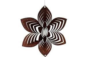 ‎STEINFIGURENWELT GIEBEN Patina Wind Chime Spiral Flower 22 cm Filigree Flower Garden Decoration Rust Decoration Metal Hanger Window Decoration Balcony Patio Garden Gift