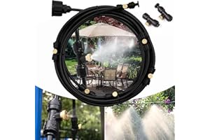 INSOMA Misting Cooling System, Misting System, 50ft Misting Line,15 Brass Mist Nozzles, Outdoor Mister System for Patio Garden Greenhouse Trampoline