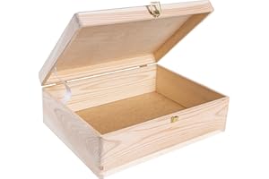 Creative Deco XL Große Holzkiste mit Deckel und Schloss | 40x30x14 cm (+/-1cm) | Erinnerungsbox Baby Holzbox mit Deckel Unlackiert Kasten Weihnachten | Für Spielzeuge Werkzeuge | ROH & UNGESCHLIFFEN