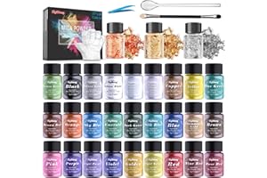 SIGWONG Polvere di Mica, 30 Colori di Polvere di Pigmento Naturale di Mica per Fare Resina Epossidica, Lucidalabbra, Candela, Bombe da Bagno, Slime, Cosmetico, Coloranti per Sapone