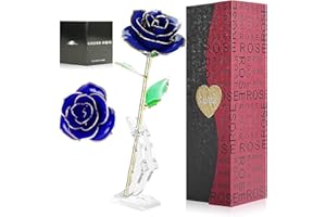 ELEUTH 24k Rosa Placcato Oro,Rosa Eterna Stabilizzata con Supporto Rosa Artificiale Fiore Romantico Perfetto Regalo per Confezione Fidanzata, San Valentino,Fsta della Mamma,Anniversario,Matrimonio