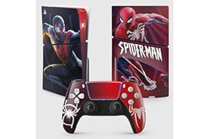 FFRAME Sticker PS5 Slim Spider, Sticker Playstation 5 Gaming, Consola y Manager, Edición Slim Disque, Skin Miles Moralles (1 mandos)