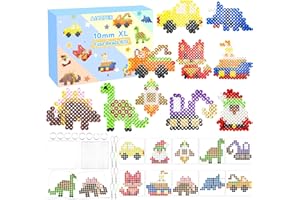 AJAZPER 10MM Perline da Stirare, Kit Colorato Perline a Fusione con Pegboard Accessori,Set Gioco Creativo Fai Da Te Regali Compleanno Natalizio per Bambini di 5+ Anni