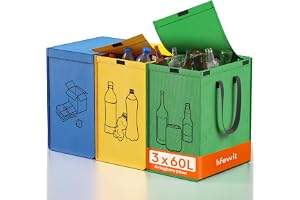 Lifewit Avfallssepareringssystem med lock, papperskorg med 3 fack vardera 60 l
