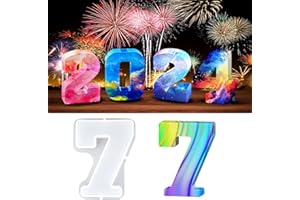 wikimo Silikonform Nummer Groß, 18 cm/7 inch Epoxidharz Formen für 3D-Numerisch 0-9, Silikonform GießForm Nummer für Geburtstag Hochzeit Party Weihnachten Kunst Basteln Ornamente Resin Formen (7)