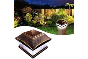 XVZ Lampe Solaire Chapeau Poteau Bois - Lampes solaires d'extérieur étanches - Lampes solaires LED - Décoration de jardin pour jardin, terrasse, clôture, poteaux en bois - Bronze