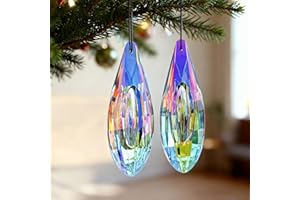 ‎HDCRYSTALGIFTS HDCRYSTALGIFTS 2 x 120 mm große Kristallprismen Sonnenfänger zum Aufhängen am Fenster, AB-Kristalle, Sonnenfänger für Innenfenster, Regenbogen-Maker, Kristallstabprismen für Balkon, Küche