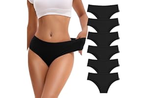 INNERSY Majtki damskie, bawełna, średnia talia, hipsterska, bielizna damska, bikini, 6 sztuk w opakowaniu