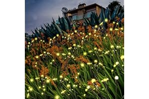 Hersance 4 Stücke Solarlampen für Außen, Glühwürmchen Solar mit 10 LED Lichter, Solarleuchten IP65 Wasserdicht, Gartenleuchten für Draußen, Garten Deko (warmes Licht, Atem)