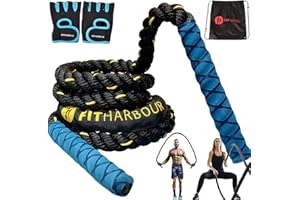 Heavy Jump Rope for Fitness - Upgraded Fitharbour Handle 3lb/4.85lb Weighted Jump Ropes for Men & Women Home Gym Power Training Improve Strength and Building Muscle