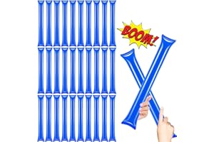 EGEKTBH 30 Pieces Thunder Sticks, Thicken Plastic Cheering Boom Sticks, Inflatable Noise Makers Cheerleading Spirit Stick for Sporting Cheers Basketball Football Dance Party (Blue)
