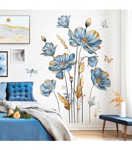 Stickers Fleurs papillons Couleur Noir Finition Brillant