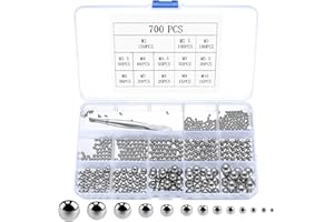 PEYGRE 700 Ball Bearings Stainless Steel Balls, 304 Stainless Steel 2-10mm Precision Bearing Balls, Suitable for Bicycles, Skateboards, Roller Skates, Etc., Ball Bearing Set.