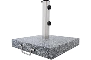 Anaterra® Sonnenschirmständer - Granit, 25/30 kg, Rund/Quadratisch, mit Rollen und Griff, Edelstahl - Schirmständer, Sonnenschirmsockel, Ständer für Sonnenschirm, Balkon, Terasse (Quadratisch, 30kg)