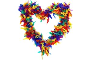 Rainbow Feather Boa – Lot de 1 – Collier Boa Plume Multicolore Technicolored LGBTQ+ Pride March Boa – Accessoire de déguisement Gay Pride