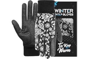 AXKAL Paire de gants de golf d'hiver thermiques coupe-vent imperméables pour homme et femme - Gants de golf chauds et froids - Grip performance - Noir foncé