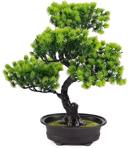 Plante artificielle Atmosphera Créateur d'intérieur - Bonsaï Artificiel en Pot Jiling 26cm Bleu