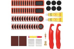 KETELES 78pcs Puncture Repair Kit, Self-Adhesive Bike Tyre Patches Puncture Repair Kit, Portable Storage Box, Valve Converter, for Mountain Bikes, Commuter Bikes, Bicycles, Motorcycles
