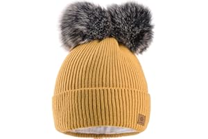 MFAZ Morefaz Ltd Mujer Gorro de Invierno Beanie Sombrero De Invierno Doble Pompón Esquí de Moda