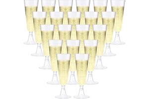 LUTRANSTRA 60 Flute da Champagne Eleganti in Plastica, 160ml, Calici Rigidi, Bicchieri Trasparenti Per Vino, Feste, Matrimoni, Compleanni