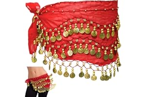 Taricor Pañuelo Danza del Vientre, Bufanda para Danza del Vientre Ferroso, Cinturón Danza del Vientre Mujer mit 128 Monedas de Oro