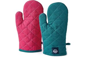 ENCASA XO Encasa Homes Extralange 18x30 cm Backofen-Mikrowellen-Handschuhe Handschuhe (2 Stück) für die Küche - Silikon-Silber hitzebeständig - schützt die Hände vor heißer Ausrüstung - Azul Blau