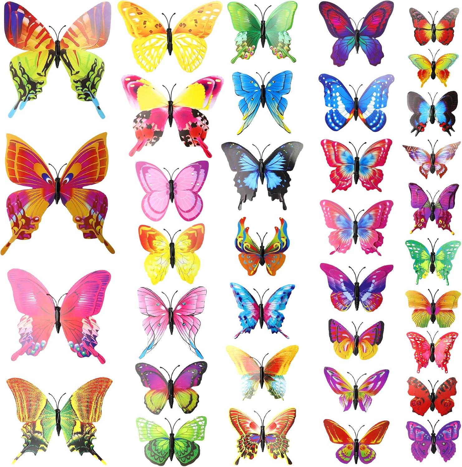 36 Piezas 3D Mariposas Decorativas Colores PVC Mariposa Decoración de Pared con Imanes y Adhesivos para Casa Dormitorio Habitación Refrigerador