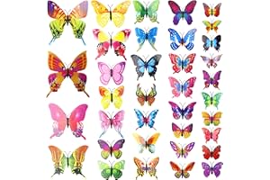 36 Piezas 3D Mariposas Decorativas Colores PVC Mariposa Decoración de Pared con Imanes y Adhesivos para Casa Dormitorio Habitación Refrigerador