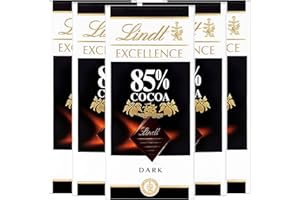 Lindt Excellence Dark Chocolate Tablets 85% Cocoa - 100g - Pack of 5