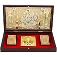 Piepot | Gold Plated Radhe Shyam Charan Paduka | Devotional Prayer Box | Wooden Momento with Natural Fragrance Decorative Showpiece Box Packing Charan Paduka | Diwali Gift