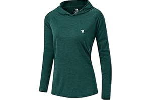 YSENTO Damen Laufshirt Langarm Sportshirt UPF 50+ Schnelltrocknend UV Schutz Hoodie Pullover Wandershirt mit Daumenlöcher